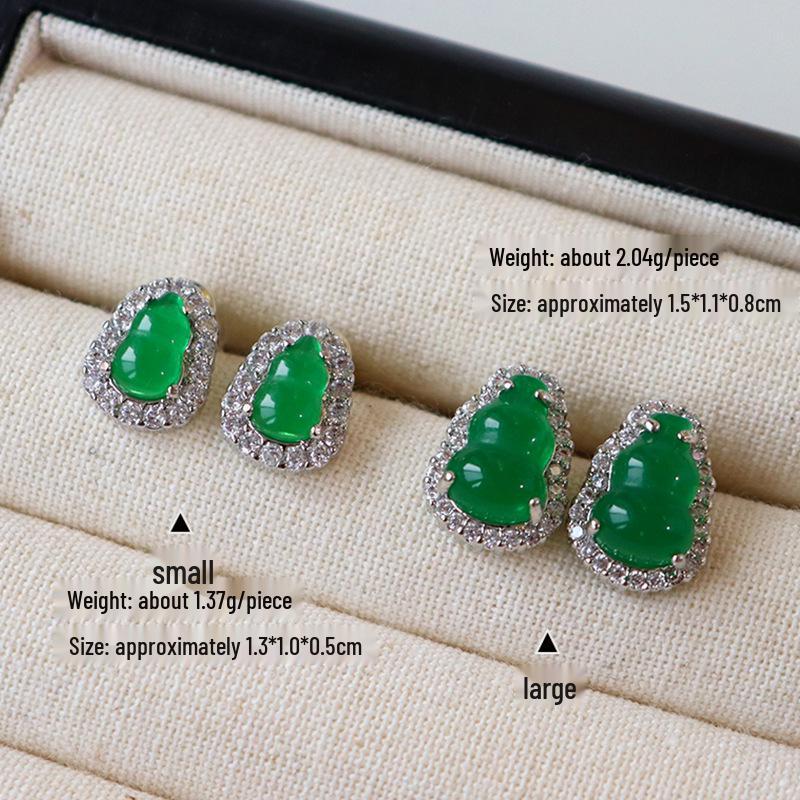 Elegant Zircon Agate Gourd Earrings: Chic, Retro, and Versatile Ear Jewelry