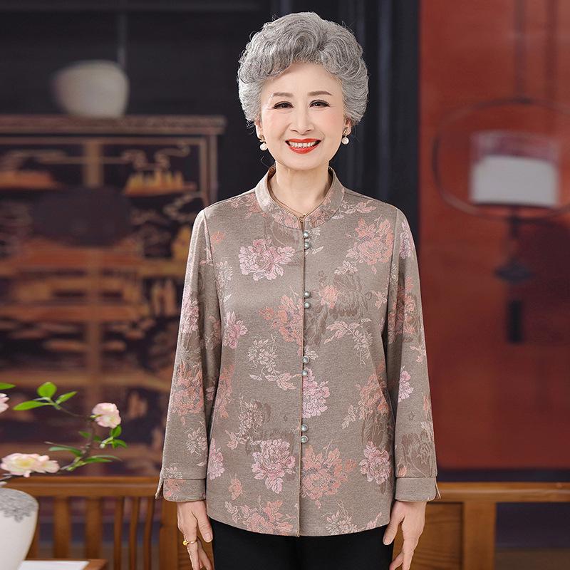 

Chinese Style Spring Shirt for Women in Their 60s-70s – Elegant Top for Middle-aged and Elderly Moms XL [50-57.5 kg]