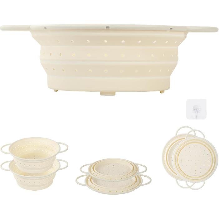 Kkioiome Strainers and Colanders, Silicone Collapsible Sink Collander, 13in, Strainers and Colanders for Kitchen, Large Drainer for Vegetable, Food,