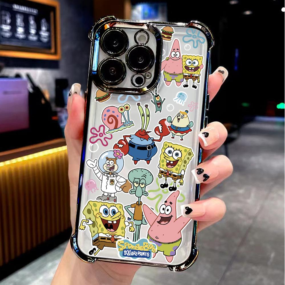 Lovely SpongeBobs New Plating Phone Case For Samsung A36 A16 A06 A35 A55 A25 A26 A05s A15 A54 A34 A24 A14 A05 A13 A73 A53 4G 5G