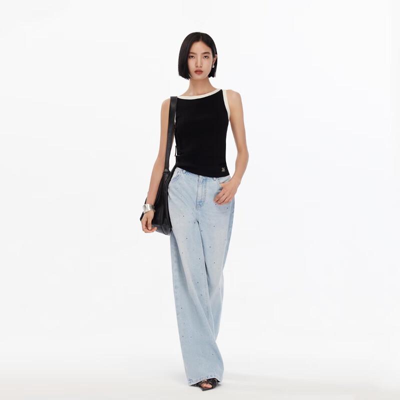 

VEROMODA 2025 Fall Rhinestone Wide-Leg Jeans M