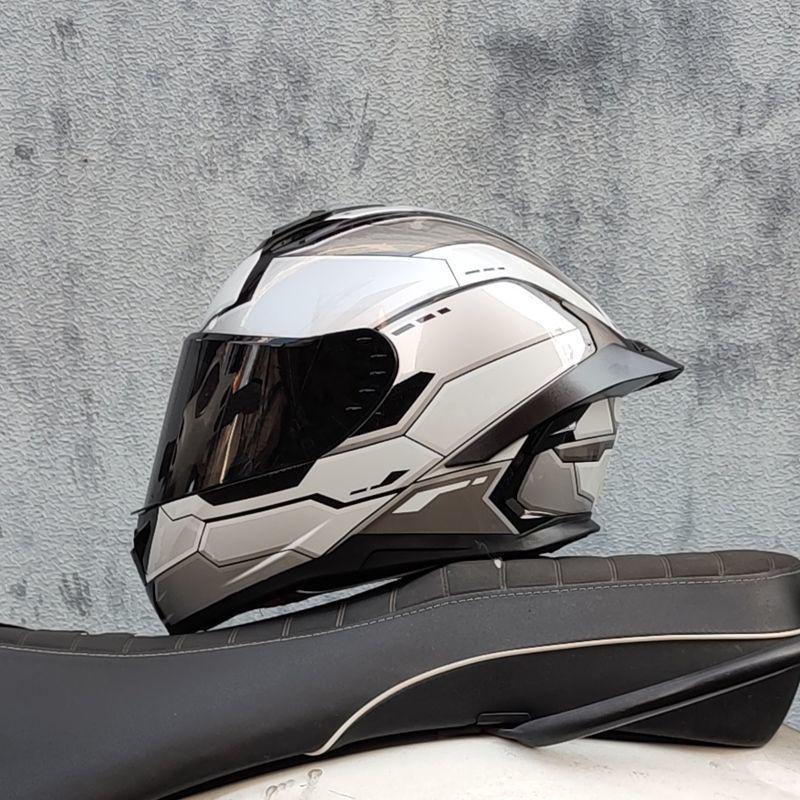 Unisex Full-Face Motorcycle Helmet with Gundam Design, Summer-Compatible, Large Spoiler, Bluetooth Slot