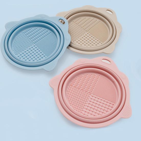 Makeup Brush Cleaner Soft Silicone Protective Head Anti-Fall Durable Folding Wash Bowl Large Capacity Compact Size Makeup Brush Washer