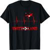 Switzerland Soccer Heartbeat EKG Pulse Schweiz Swiss Flag T-Shirt