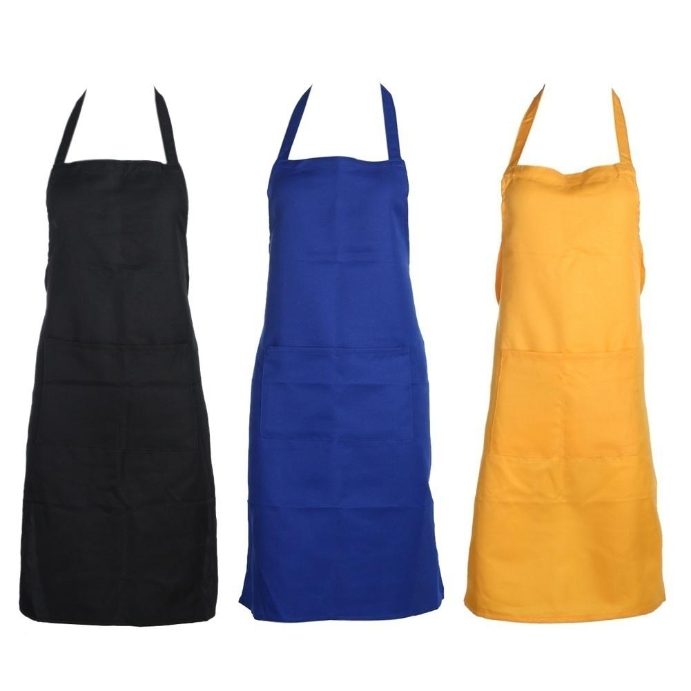 Apron with Pockets Thicken Cotton Polyester Blend Cooking Kitchen Restaurant