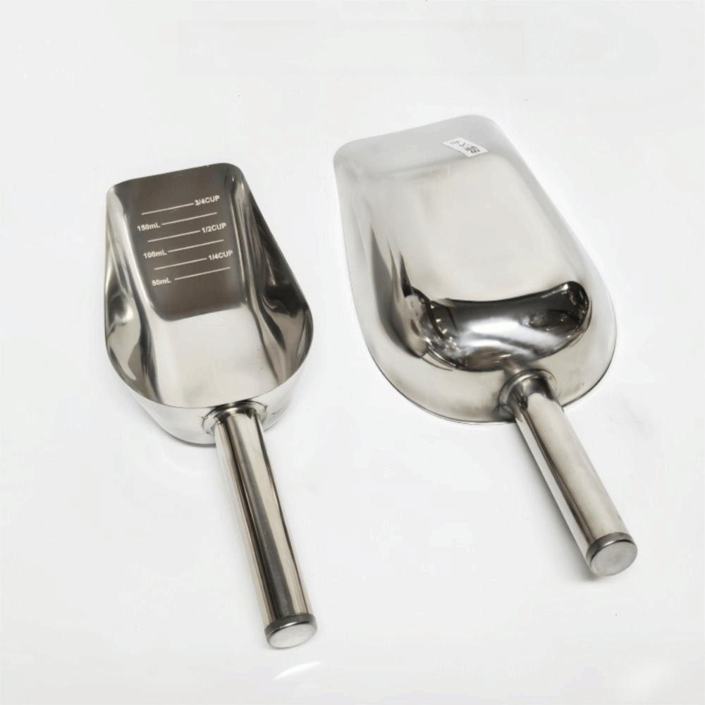 Ergonomic Handle Pet Food Scoop Stainless Steel Ice Scoop Food Measuring Cup  Household