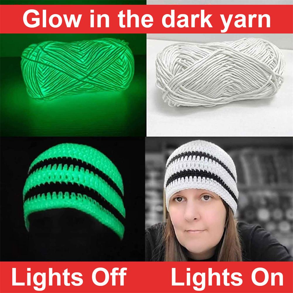 Novel Functional Yarn Glow In the Dark Polyester Luminous Yarn 2mm For Knitting Sweater Hat Glowing Yarn