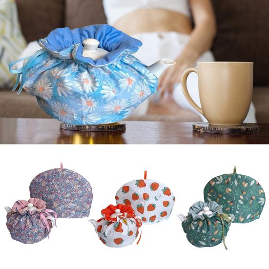 Teapot Cover Soft Fabric Wear Resistant Dustproof Non-Fading Exquisite Pattern Multipurpose Reusable Insulated Tea Cozy Teapot Dust Cover Home