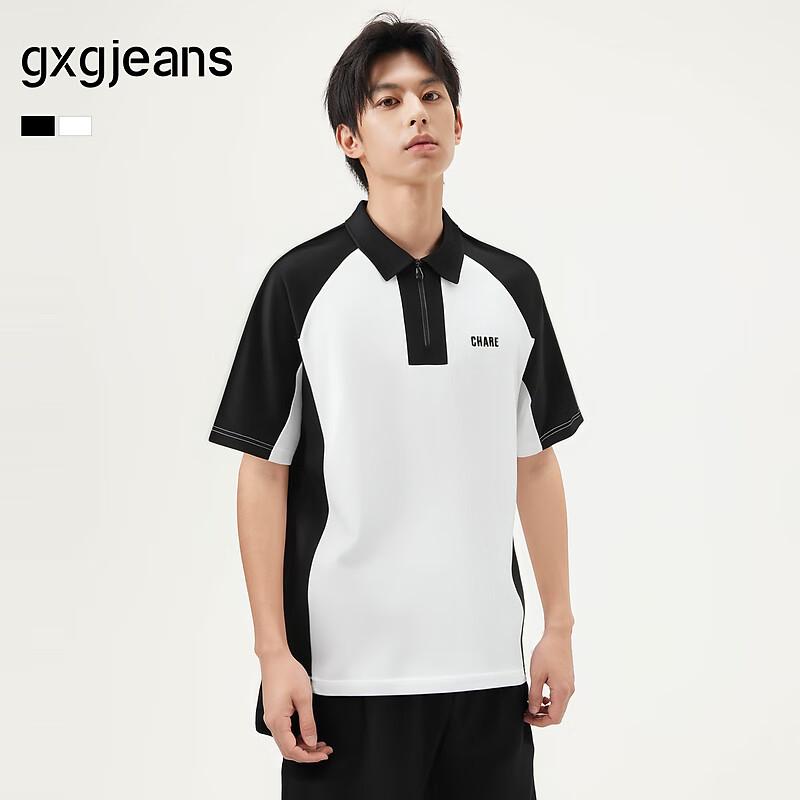 GxGjeans Men s Color-Block Half-Zip Polo Shirt XL