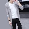 Men Trench Windbreaker Large Neckline Solid Color Slim Mid-length Draping Overcoat Outwear Cloak Streetwear