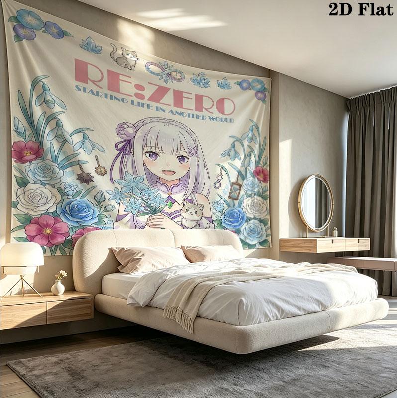 Re Zero Nástěnná tapiserie Estetická nástěnná dekorace Tištěná látková přikrývka Dekorativní tapiserie Pro ložnici Obývací pokoj Domácí dekorace