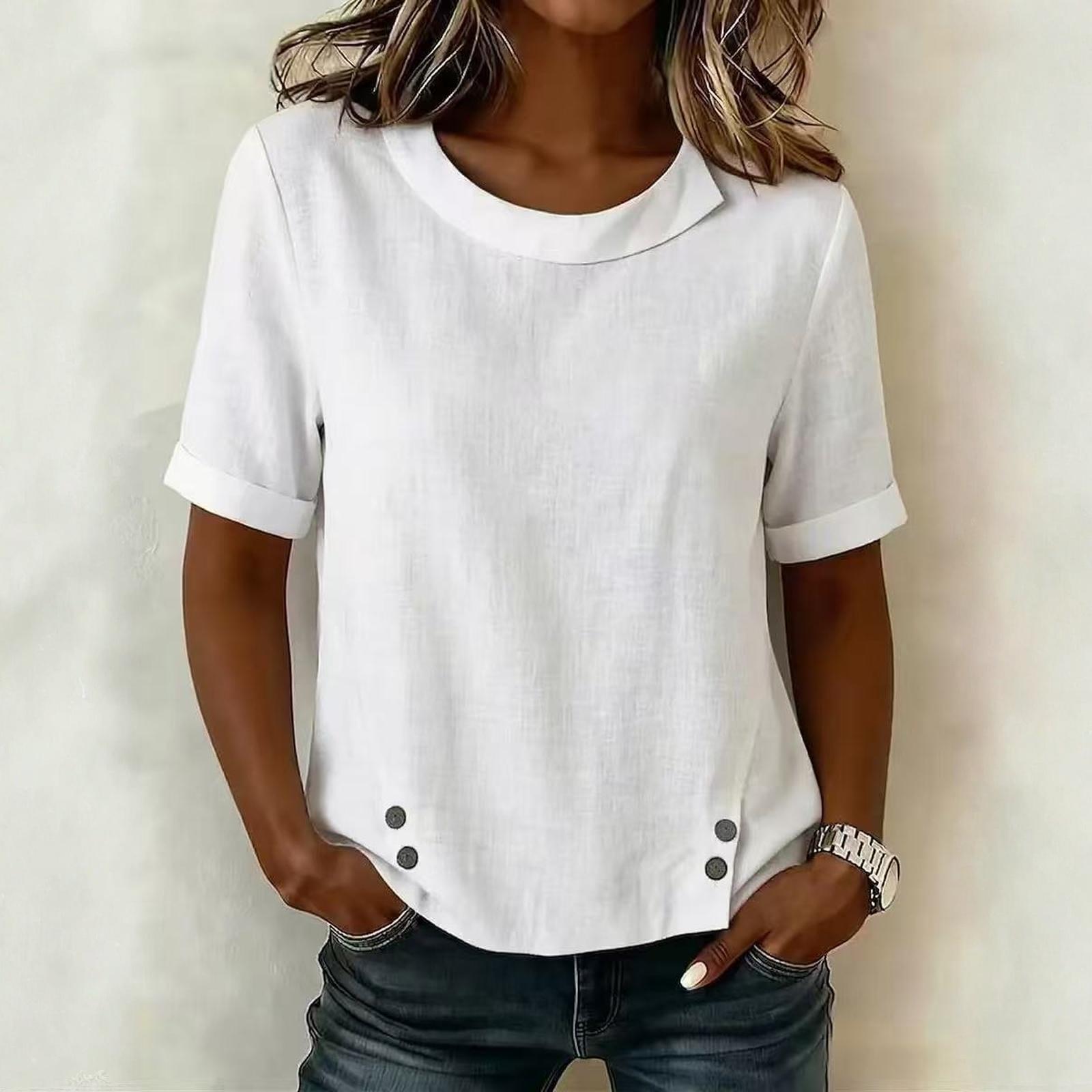 

Women s Color Cotton And Linen Camisole Loose Inner Short Sleeve Versatile Bottoming Top S белый
