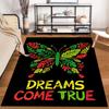 Colorful Butterfly Carpet with "Dreams Come True" Text on Black Suitable for use as an anti-slip for living room bedroom sofas