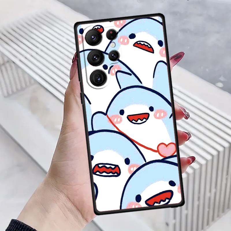 Cartoon Animals Cute Phone Case For Samsung Galaxy S26 S25 S24 S23 S22 S21 S20 Ultra Plus FE 5G Black Soft TPU