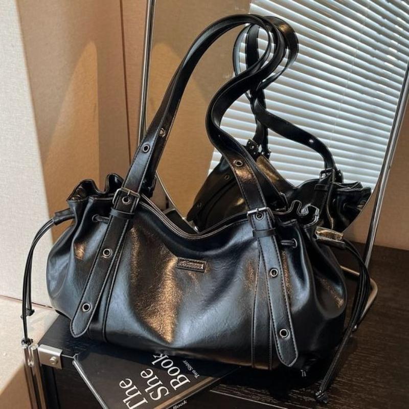 Vintage Fashi Soft PU Leather Large-capacity Tote Bag Underarm Bags Commuting Handbag Wallet Phe Storage Bag Woman Bags