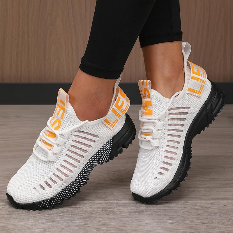 New Women'S Sneakers Shock Absorbing Mesh Breathable Lace Hiking Shoes Comfortable Lightweight Flat Bottom Women'S Casual Shoes