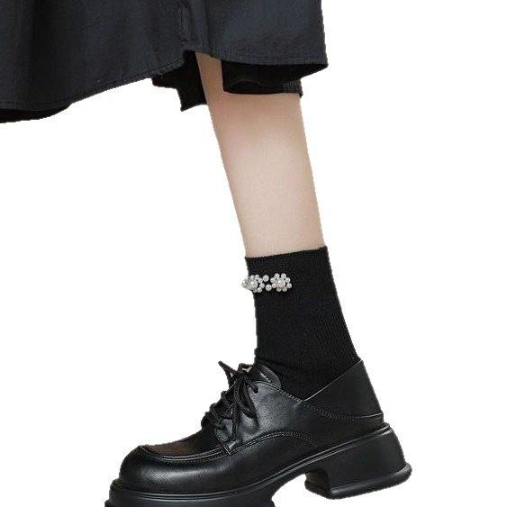 Soft leather platform spring new muffin bottom lace-up single shoes jk British style non-slip small leather shoes
