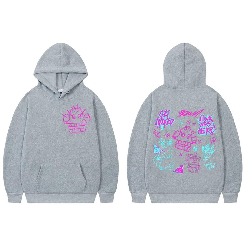 Game Anime Jinx Graffiti Print Hoodie Harajuku Oversized Clothing Pullovers Men Women Fashion Hooded Sweatshirts