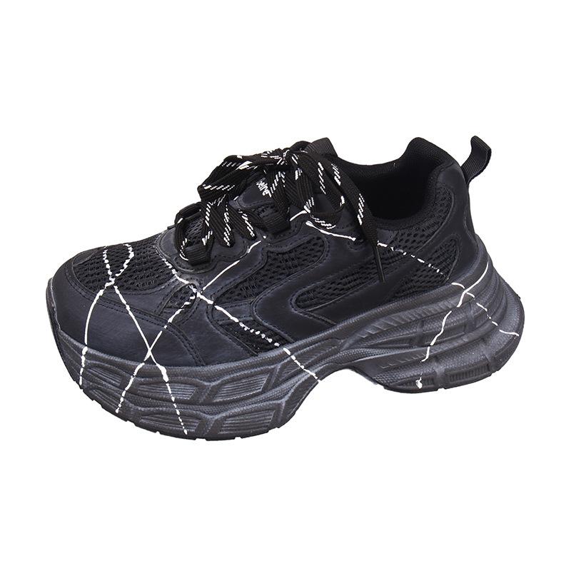 Thick-soled heightening lace-up fashion dad shoes women's 2025 new versatile breathable casual sports shoes trendy shoes women's shoes