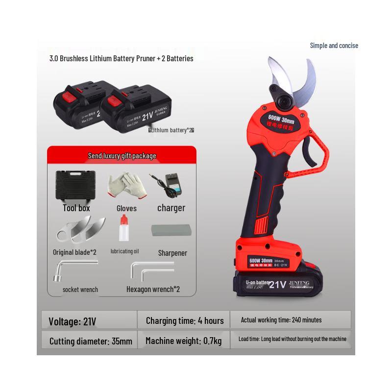 Rechargeable Cordless Telescopic Electric Pruner for High Branches CN plug (adapter included)