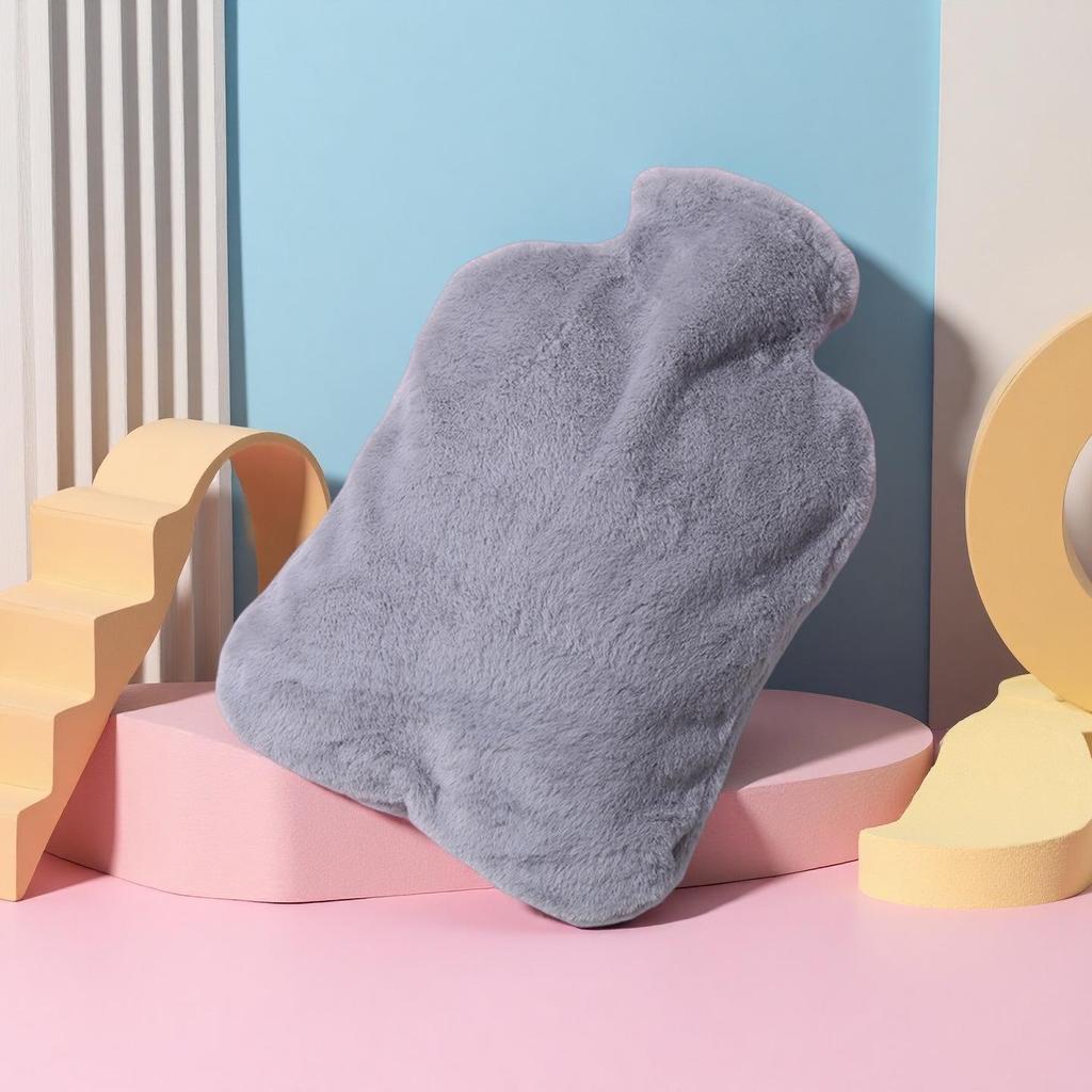 Large Portable Explosion-Proof Hot Water Bottle with Thickened Hand Warmer and Imitation Rabbit Fur