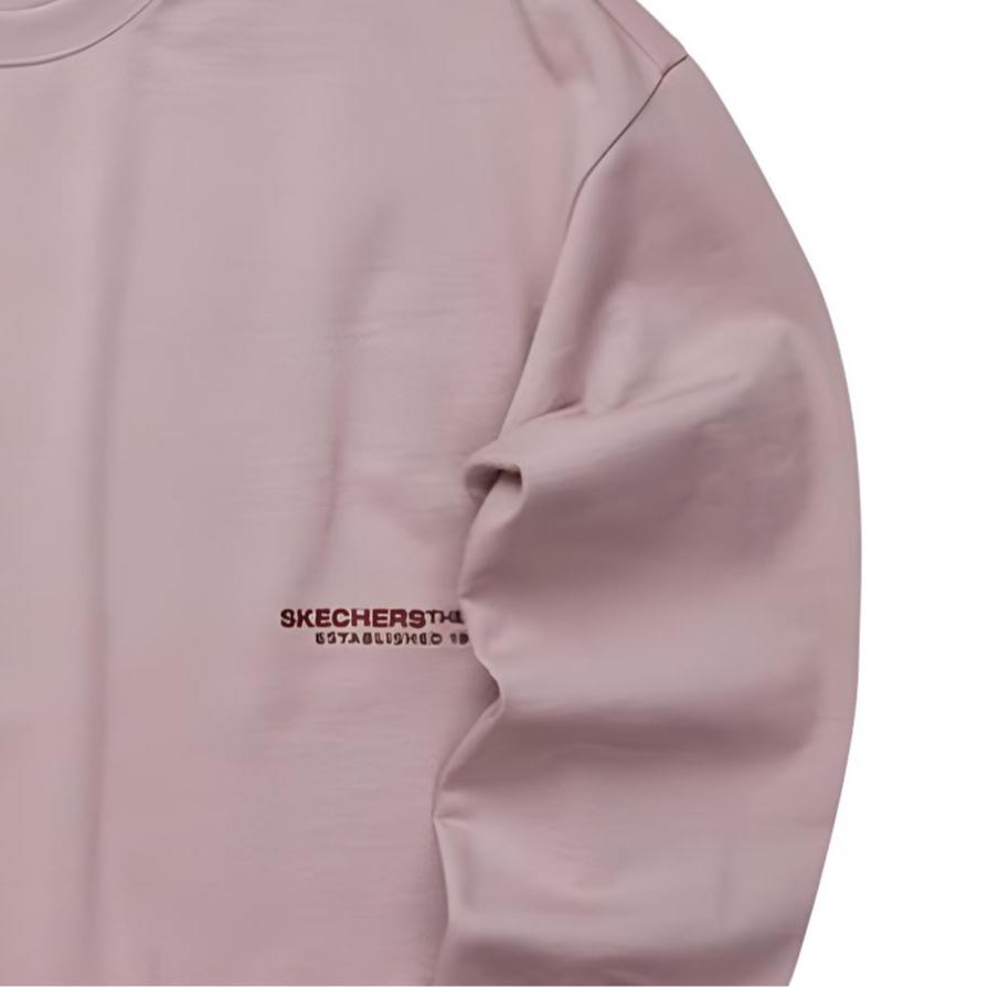 Skechers Solid Color Round Neck Loose Versatile Sports Sweatshirt Unisex Sweatshirt Wood-Rose L124U155-04JD