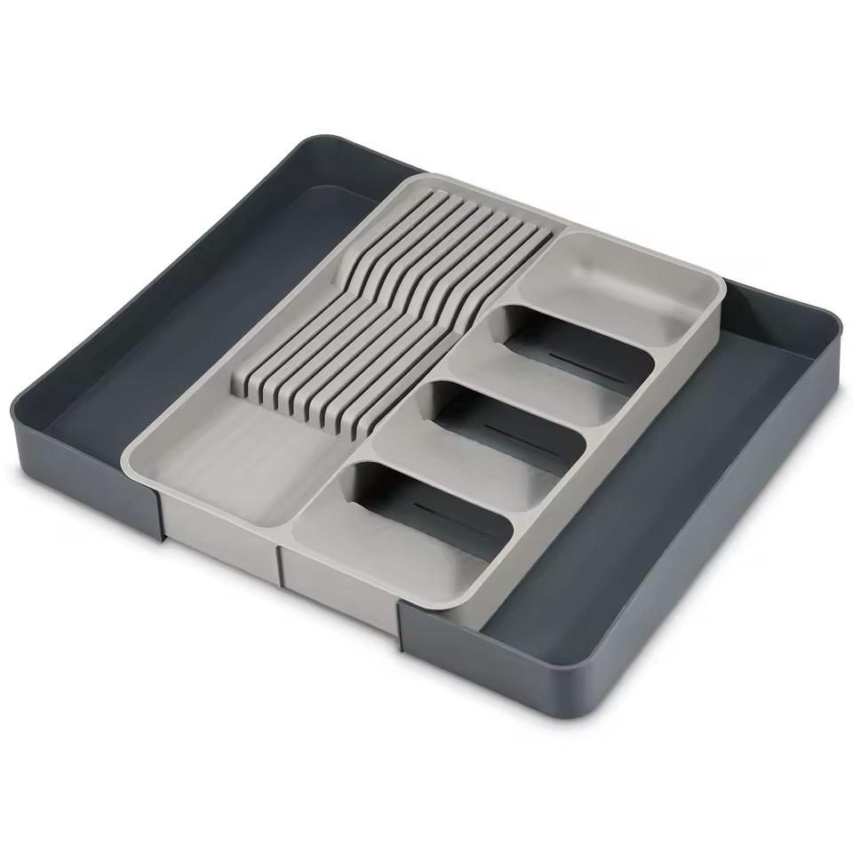 

Expandable Silverware Drawer Organizer with Knife Holder Adjustable Flatware and Cutlery Tray for Spoons Forks Kitchen Utensil