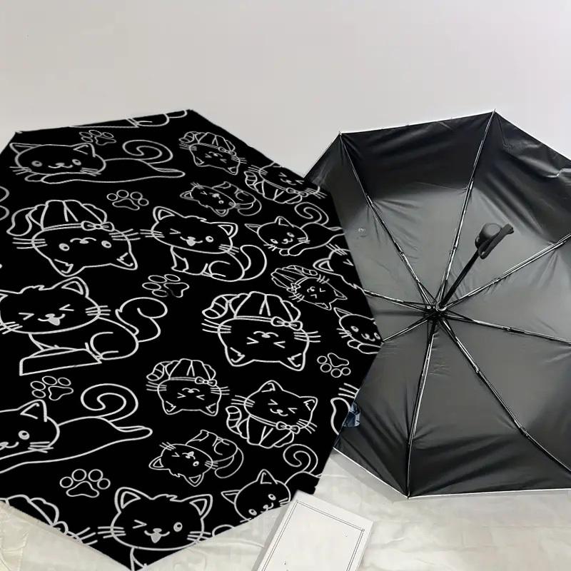 1PC Cat Paw Umbrella-8-Rib Reinforced Portable Folding Travel Suitable for All Seasons Outdoor Daily Use-H0328
