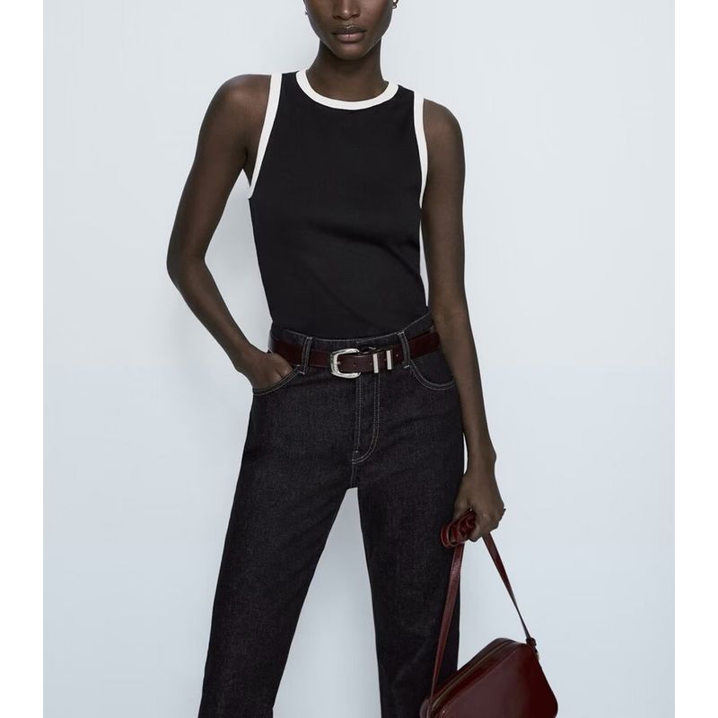 Spring New Top Silm Sleeveless Patchwork Vest MD