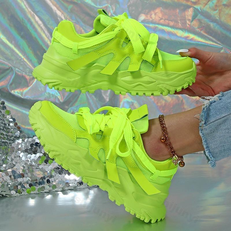 Fashion Women Casual Sports Shoes 2025 Autumn Comfortable Breathable Non Slip Outdoor Running Shoes Thick Soled Fashion Vulcanized Shoes