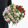 Artificial Eucalyptus Leaves & Silk Roses Bouquet, Fake Flowers for Vase, Home Outdoor Garden Festival Wedding Party Table Decor
