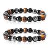 Beads Bracelet Triple Protection, 2 Pack 8 Mm Tigers Eye Bracelet Hematite Beads & Black Obsidian Balance Bracelet