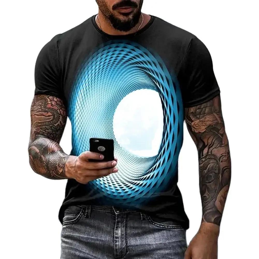 Mode Heiße Verkäufe Persönlichkeit Spaß Sky grafik t-shirts Für Männer Neue Casual Drei-dimensional Vortex Gedruckt Übergroßen Oansatz Tees