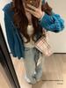 Korean Style Hooded Knit Cardigan for Women - Zipper, Loose Fit, Autumn/Winter Wear
