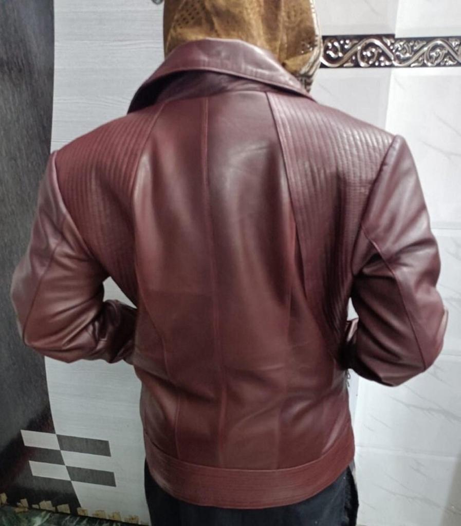 NOORA Damskie bordowe skórzane kurtki motocyklowe