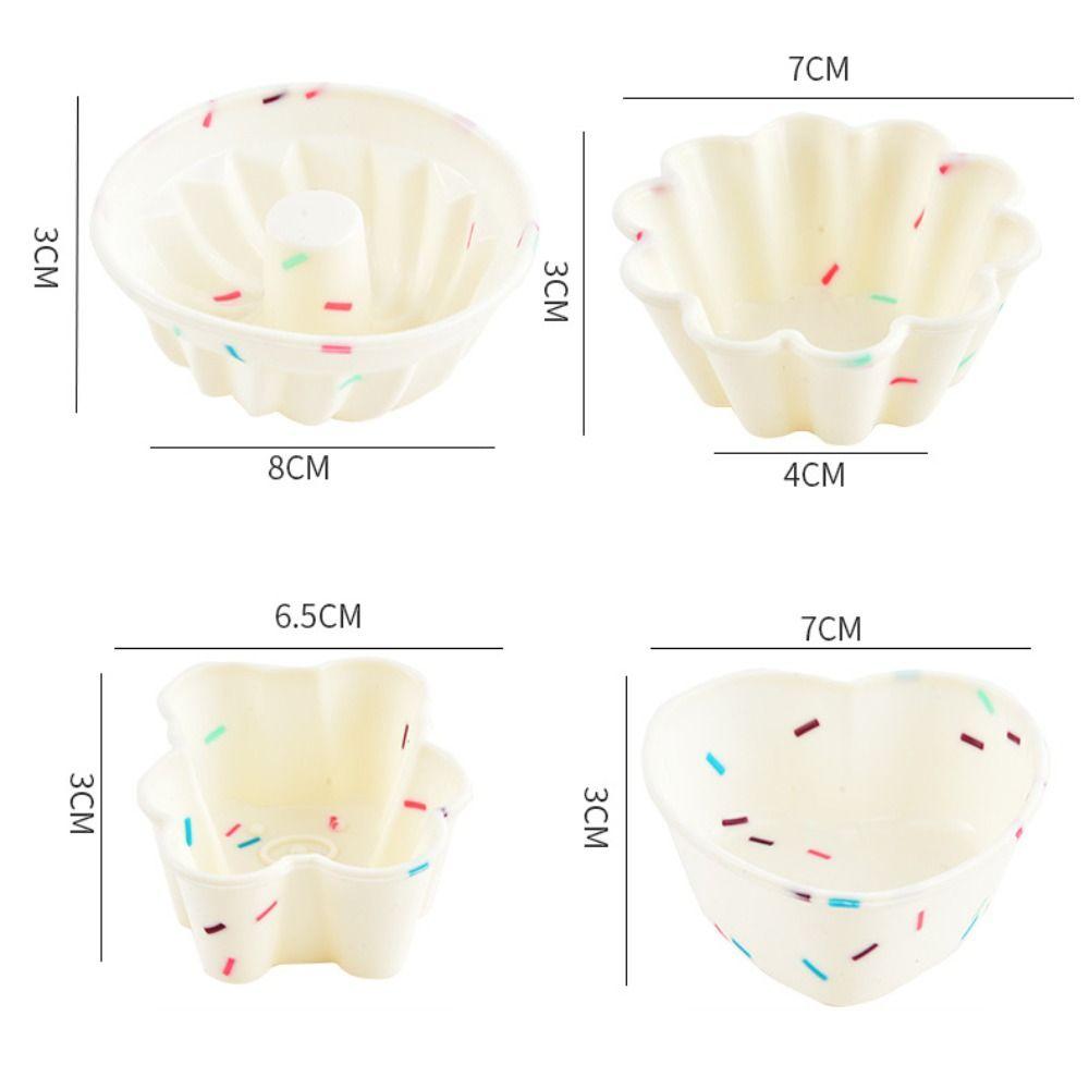 4Pcs DIY Muffin Cake Mold Soft Baking Mold Creativity Silicone Cake Cups Chocolate Pudding Candies