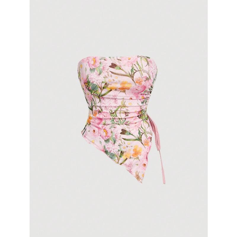 JKASHDK Women's Fashion Casual Summer Spring Flower Pattern Print Sleeveless Blouses & Shirts