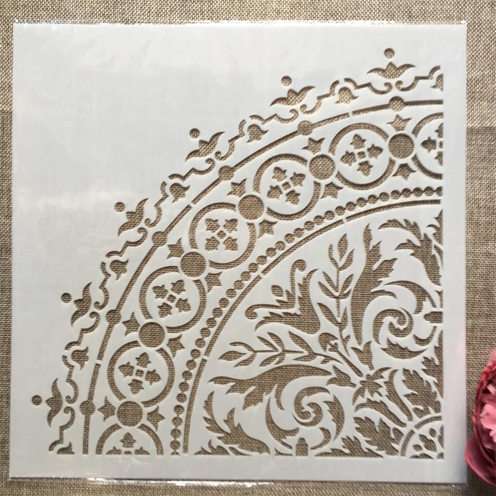 4 buc/set 30*30cm Mandala 1/4 roată rotundă DIY șabloane stratificare pictură album de însemnări de colorat șablon decorativ pentru album în relief