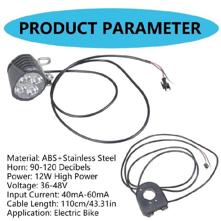 Luce LED Anteriore con Campanello per Bicicletta Elettrica E-Bike, Antiurto e Impermeabile
