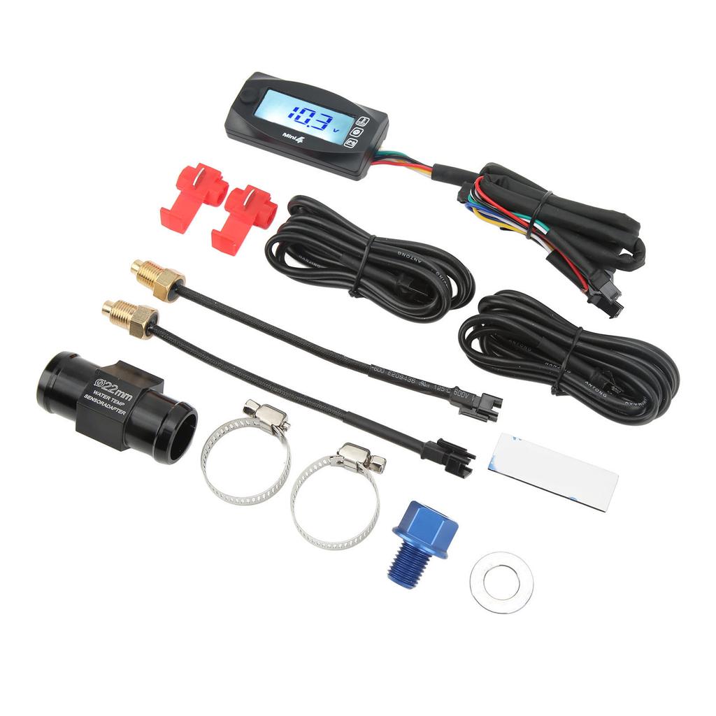 Miernik 4 w 1 Temperatura Wody Oleju Czas Napięcie Wyświetlacz Cyfrowy LCD DC12V Uniwersalny do Motocykla M12x1.5