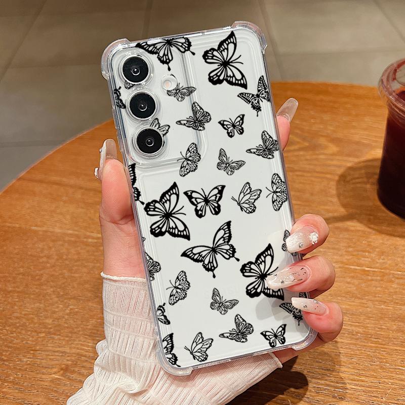 Butterfly Pattern Phone Case For Samsung Galaxy S26 S25 S24 S23 Ultra S22 Plus S21 S24 S25 FE Transparent Shockproof Soft Cover