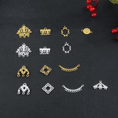 10pcs/Bag Gold/Silver Metal Charms Pendant Filigree Connectors for DIY Handmade Jewelry Making
