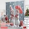 2pcs 2D flat printing Merry Christmas Scene Curtains Christmas Snowmen Merry Winter Fun 100% Polyester Without Electricity