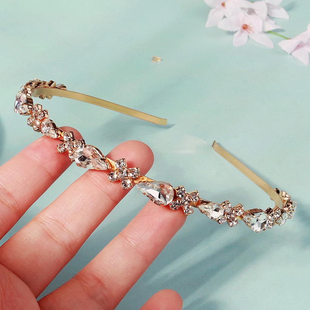 TS-J3407 Rhinestone Hair Band Alloy Claw Chain Embedded Crystal Thin Headband For Women