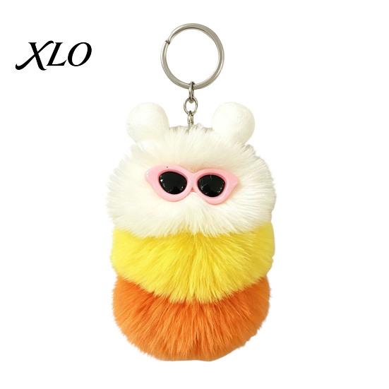 Caterpillar Plush Keychain Sunglasses Keychain, Soft Backpack Purse Charm Bag Charm, Colorful Stuffed Keyring Pendant