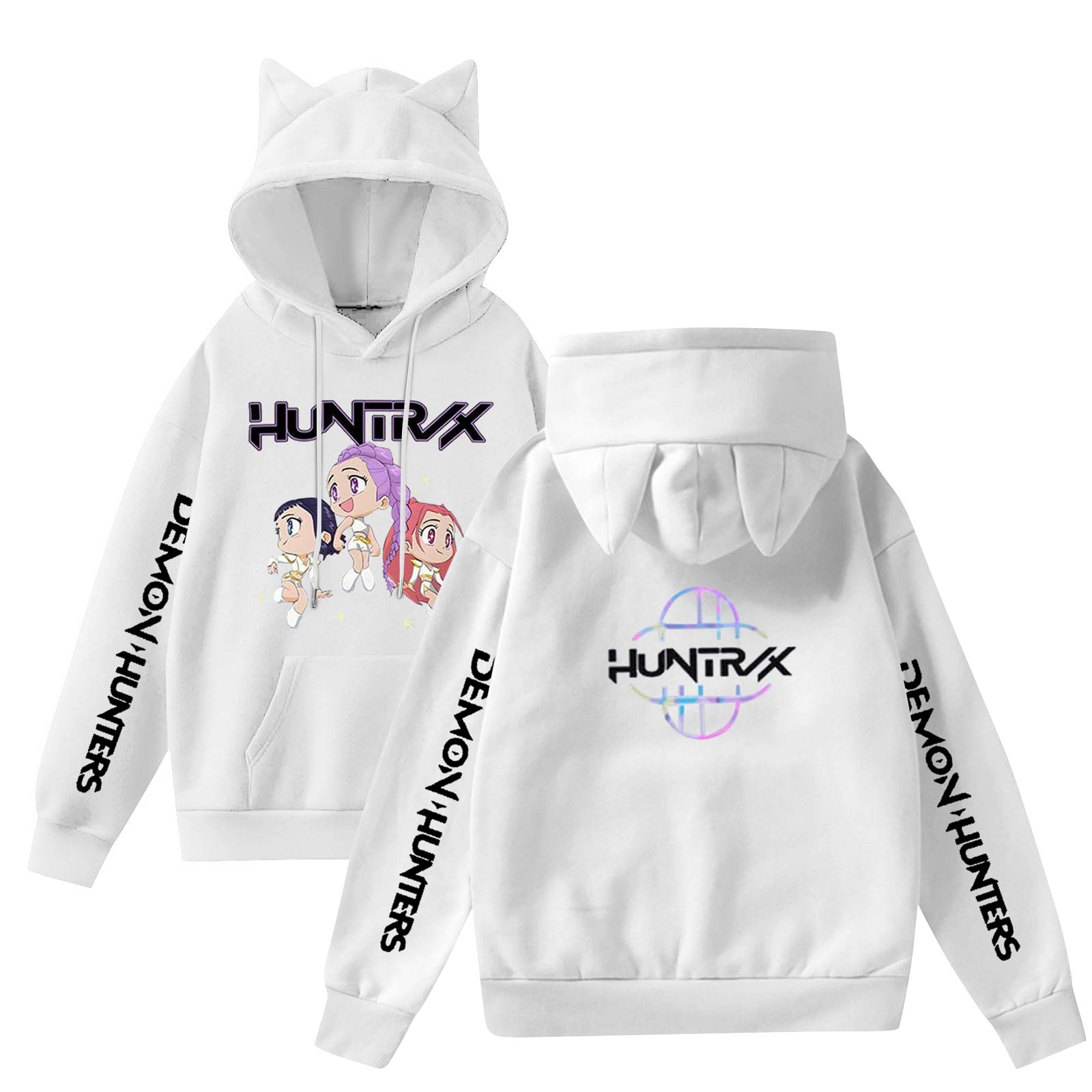 

Женская мода повседневная толстовка с капюшоном с длинным рукавом и круглым вырезом с карманами M белый