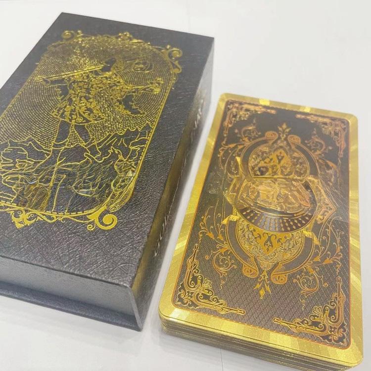 Gold Foil Waterproof Tarot Card Set with Full-Color Printing and Game Instructions