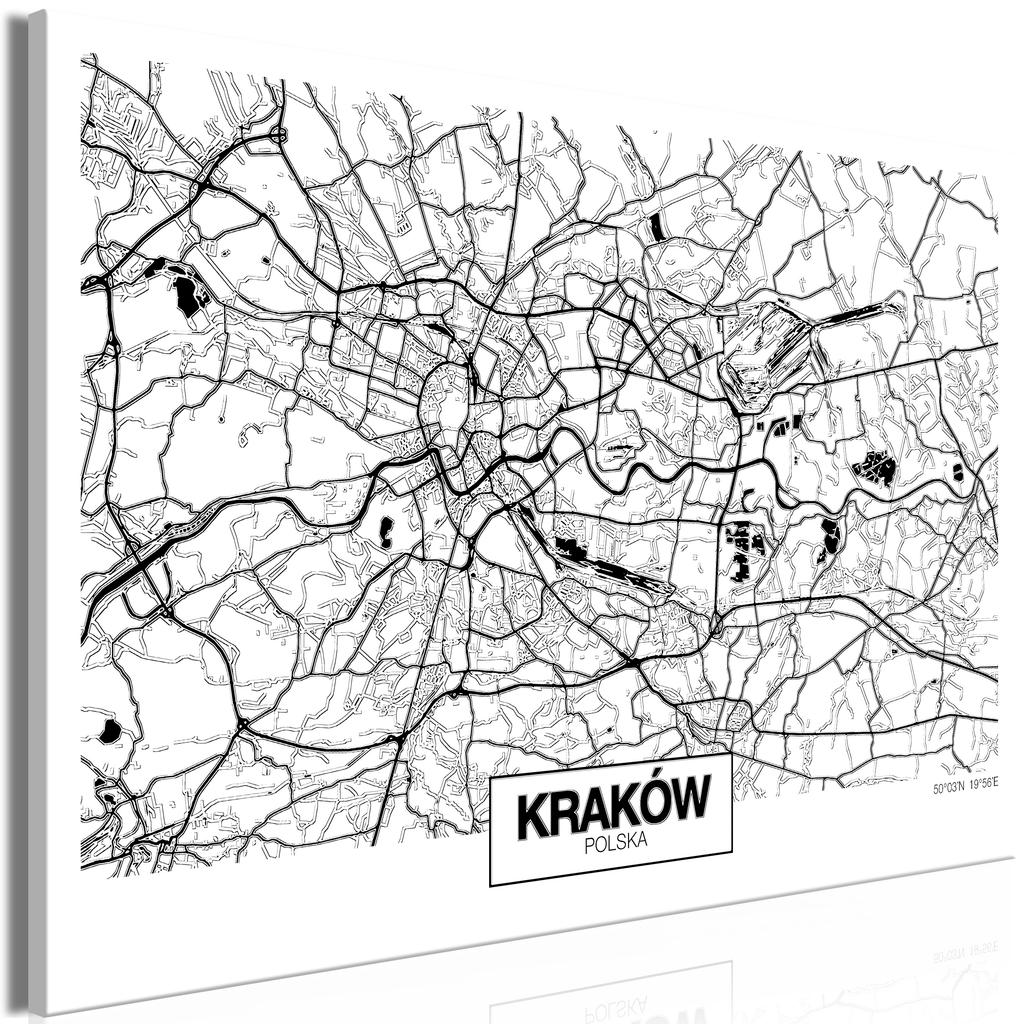 Obraz - Mapa Miasta: Kraków (1-Częściowy) Szeroki