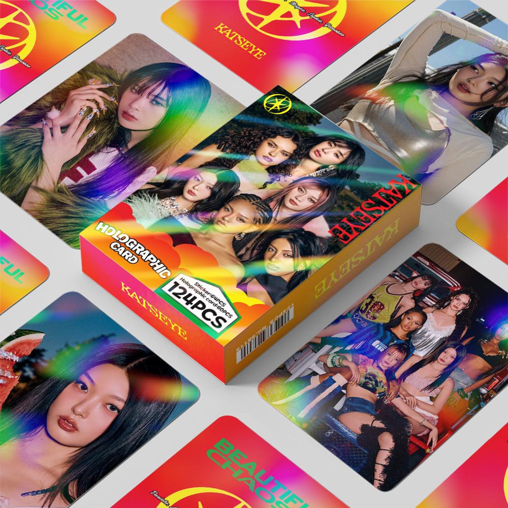 92Pcs/Set Kpop Idol KATSEYE New Album BEAUTIFULCHAOS Lomo Cards LARA DANIELA HD Printd Pocards Stickers MANON MEGAN Fans Gift