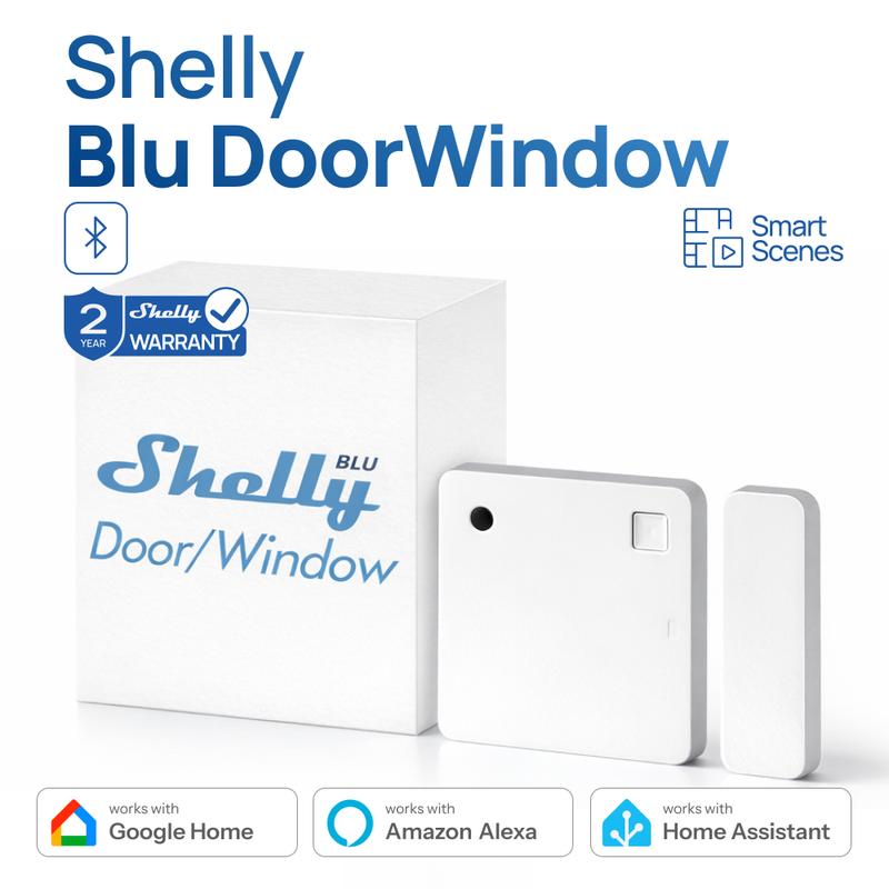 Shelly BLU Door/Window Bluetooth Smart Mini Door Sensor Entry Sensor Security Burglar Sensor Alarm Smart Life Alexa Google Home Black